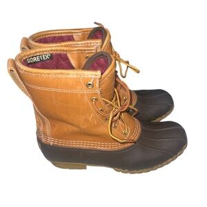 LL bean Brown and Tan Duck Boots Sz 8